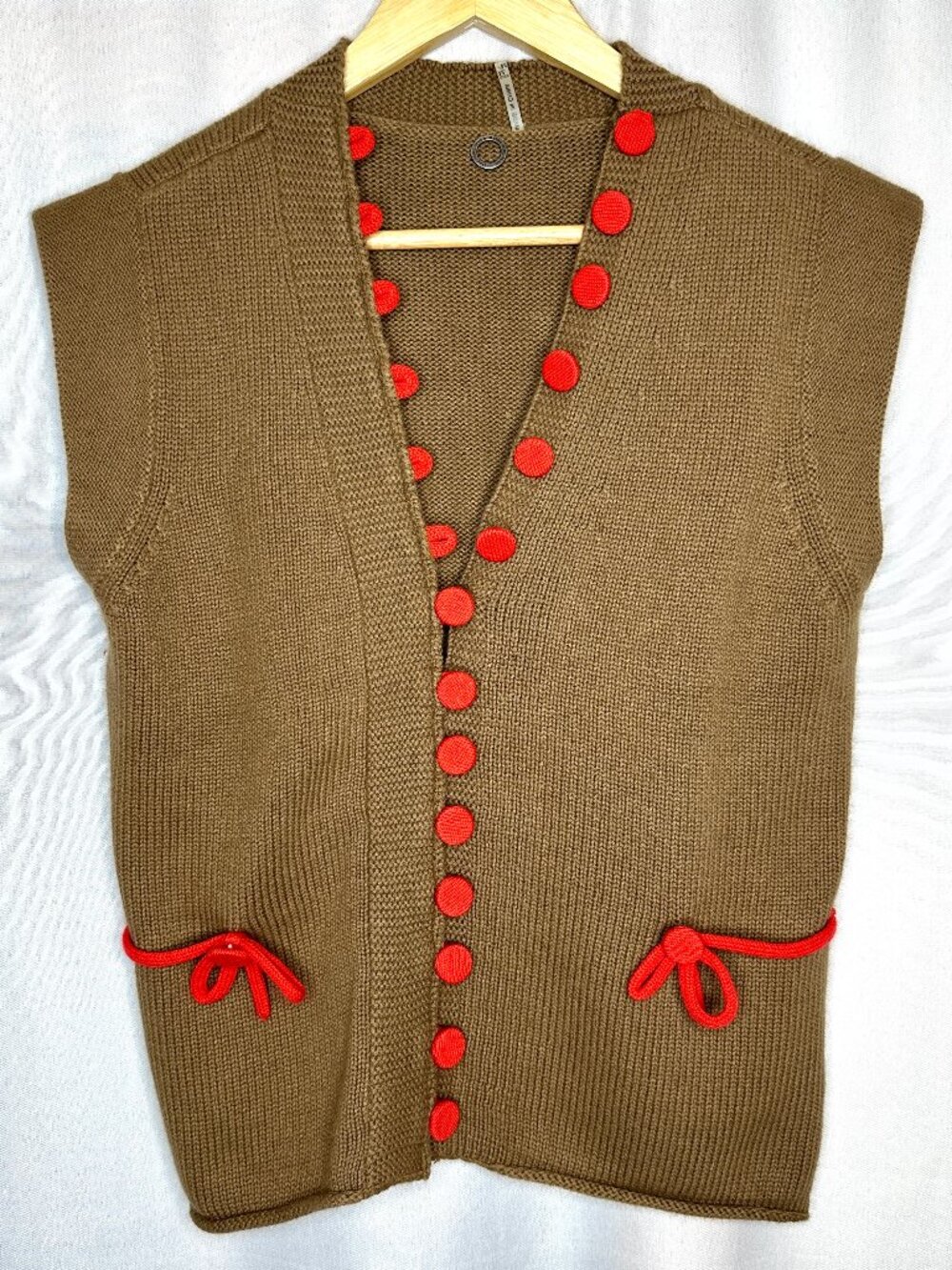 Anthropologie One Girl‎ Who Knitted Button Vest MEDIUM Cottagecore Boho Artsy